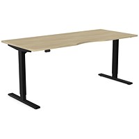 Zoom Sit-Stand Desk with Double Purpose Scallop, Black Leg, 1800mm, Urban Oak Top