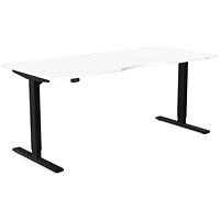 Zoom Sit-Stand Desk with Double Purpose Scallop, Black Leg, 1800mm, White Top