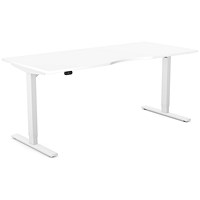 Zoom Sit-Stand Desk with Double Purpose Scallop, White Leg, 1800mm, White Top