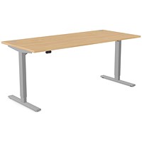 Zoom Sit-Stand Desk with Portals, Silver Leg, 1800mm, Beech Top