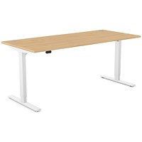 Zoom Sit-Stand Desk with Portals, White Leg, 1800mm, Beech Top