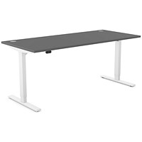 Zoom Sit-Stand Desk with Portals, White Leg, 1800mm, Graphite Top