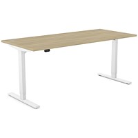 Zoom Sit-Stand Desk with Portals, White Leg, 1800mm, Urban Oak Top