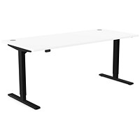 Zoom Sit-Stand Desk with Portals, Black Leg, 1800mm, White Top