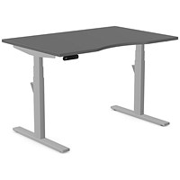 Leap Sit-Stand Desk with Scallop, Silver Leg, 1200mm, Graphite Top