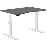 Leap Sit-Stand Desk with Scallop, White Leg, 1200mm, Graphite Top