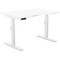Leap Sit-Stand Desk with Scallop, White Leg, 1200mm, White Top