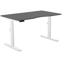 Leap Sit-Stand Desk with Scallop, White Leg, 1400mm, Graphite Top
