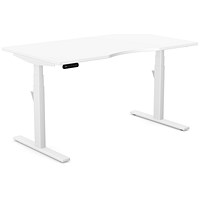 Leap Sit-Stand Desk with Scallop, White Leg, 1400mm, White Top