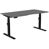 Leap Sit-Stand Desk with Scallop, Black Leg, 1600mm, Graphite Top