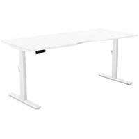 Leap Sit-Stand Desk with Scallop, White Leg, 1800mm, White Top