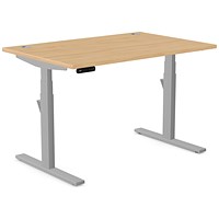 Leap Sit-Stand Desk with Portals, Silver Leg, 1200mm, Beech Top