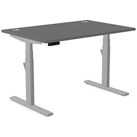 Leap Sit-Stand Desk with Portals, Silver Leg, 1200mm, Graphite Top