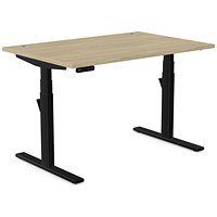 Leap Sit-Stand Desk with Portals, Black Leg, 1200mm, Urban Oak Top