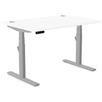 Leap Sit-Stand Desk with Portals, Silver Leg, 1200mm, White Top