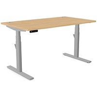 Leap Sit-Stand Desk with Portals, Silver Leg, 1400mm, Beech Top