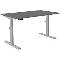 Leap Sit-Stand Desk with Portals, Silver Leg, 1400mm, Graphite Top