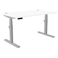 Leap Sit-Stand Desk with Portals, Silver Leg, 1400mm, White Top