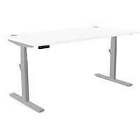 Leap Sit-Stand Desk with Portals, Silver Leg, 1600mm, White Top