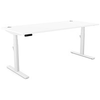 Leap Sit-Stand Desk with Portals, White Leg, 1800mm, White Top