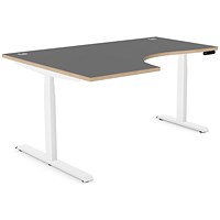 Leap 1600mm Corner Sit-Stand Desk with Portals, Left Hand, White Leg, Graphite Top