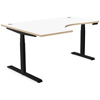 Leap 1600mm Corner Sit-Stand Desk with Portals, Left Hand, Black Leg, White Top