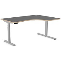 Leap 1600mm Corner Sit-Stand Desk with Portals, Right Hand, Silver Leg, Graphite Top
