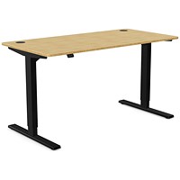 Zoom Sit-Stand Desk with Portals, Black Leg, 1400mm, Bamboo Top