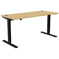 Zoom Sit-Stand Desk with Portals, Black Leg, 1600mm, Bamboo Top