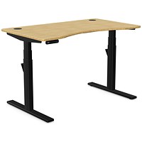 Leap Sit-Stand Curved Desk with Portals, Black Leg, 1200mm, Bamboo Top
