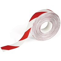 Durable Duraline Slip-Resistant Floor Marking Tape, 50mm x 30m, Red & White