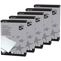 5 Star A4 Smooth Copier Paper, High White, 90gsm, Box (5 x 500 Sheets)