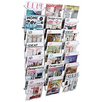 Alba Wall Mounted Literature Display Unit, 21 x A4 Compartments, Silver