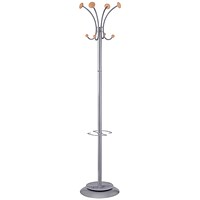 Alba Vienna Coat Stand, 8 Pegs, Wood and Silver