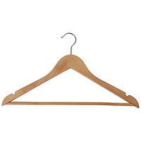 Alba Wooden Coat Hanger with Bar, Brown, Pack 25