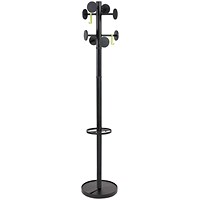 Alba Stan3 Coat Stand, 8 Pegs, Black