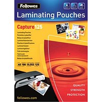 Fellowes A5 Laminating Pouches, 250 Micron, Glossy, Pack of 100