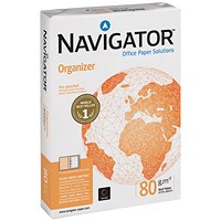 Navigator Organizer A4 Paper, 80gsm, Punched 4 Holes, Ream (500 Sheets)