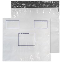 Blake Packaging Envelopes Polypost Polythene Wallet With Address Panel White Peel and Seal 50mu 430x460mm (Pack 100) - PE84/W/100