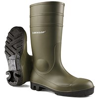 Dunlop Protomaster Full Safety PVC Wellington Boots, Green, 11 Dunlop Protomaster Full Safety PVC Wellington Boots, Green, 11