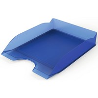 Durable Basic Stackable Letter Tray, Document Paper File, A4+, Transparent Blue, Pack of 6