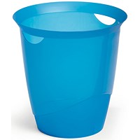 Durable Trend Plastic Waste Recycling Bin, 16 Litre, Transparent Blue, Pack of 6