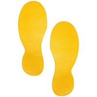 Durable Permanent 'Foot' Floor Marking Shape, Yellow, Pack of 5 Pairs