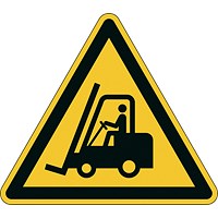 Durable 'Caution Forklifts' Safety Sticker, Diameter 430mm