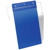Durable Wire Hanger Ticket Holder Document Pocket, Portrait, A4, Blue, Pack of 50 Durable Wire Hanger Ticket Holder Document Pocket, Portrait, A4, Blue, Pack of 50