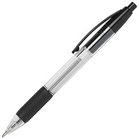 ValueX Retractable Ballpoint Pen Rubber Grip 1.0mm Tip 0.7mm Line Black (Pack 10) -