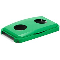 Durable Durabin Hinged Bin Lid with Two Holes for Cans/Bottles, 60 Litre, Green Durable Durabin Hinged Bin Lid with Two Holes for Cans/Bottles, 60 Litre, Green
