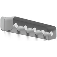 Durable Durastore Coat Rack, 5 Hooks, Grey