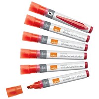 Nobo Liquid Ink Whiteboard Pens, Chisel Tip, Red, Pack of 10 Nobo Liquid Ink Whiteboard Pens, Chisel Tip, Red, Pack of 10