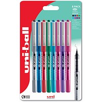 Uni-Ball EYE Designer UB-157D Rollerball Pen 0.7mm Tip Assorted Blister Pack Plastic Free Packaging (Pack 8) -